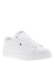 Thumbnail Tennis en cuir blanc à talon plat avec des lacets et un logo brodé - Image 3
