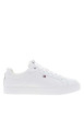 Thumbnail Tennis en cuir blanc à talon plat avec des lacets et un logo brodé