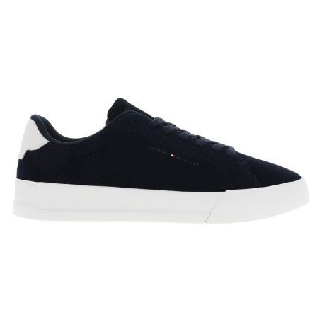 Tennis en cuir bleu marine à talon plateau avec...