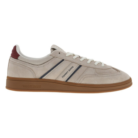 Tennis en cuir sable à talon plat avec des...