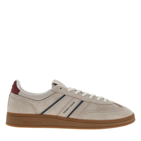 Tennis en cuir sable à talon plat avec des...