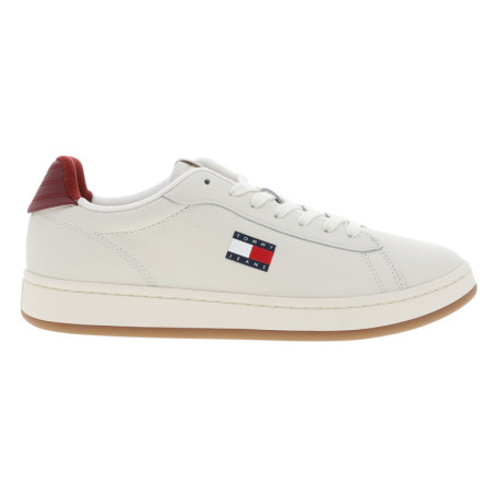 Tennis en cuir ivoire à talon plat avec des...