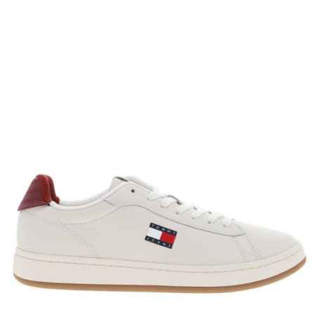 Tennis en cuir ivoire à talon plat avec des...
