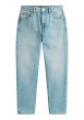 Thumbnail Jean en coton bleu aspect délavé à coupe droite pourvu de poches