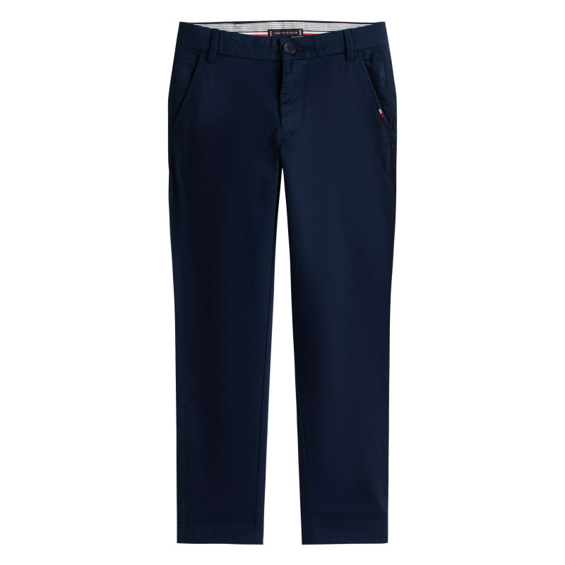 Tommy Hilfiger - Pantalon Chino En Coton Bleu à Coupe Slim Pourvu De Poches Plaquées - Bleu
