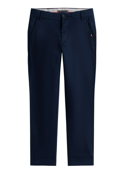 Pantalon chino en coton bleu à coupe slim...