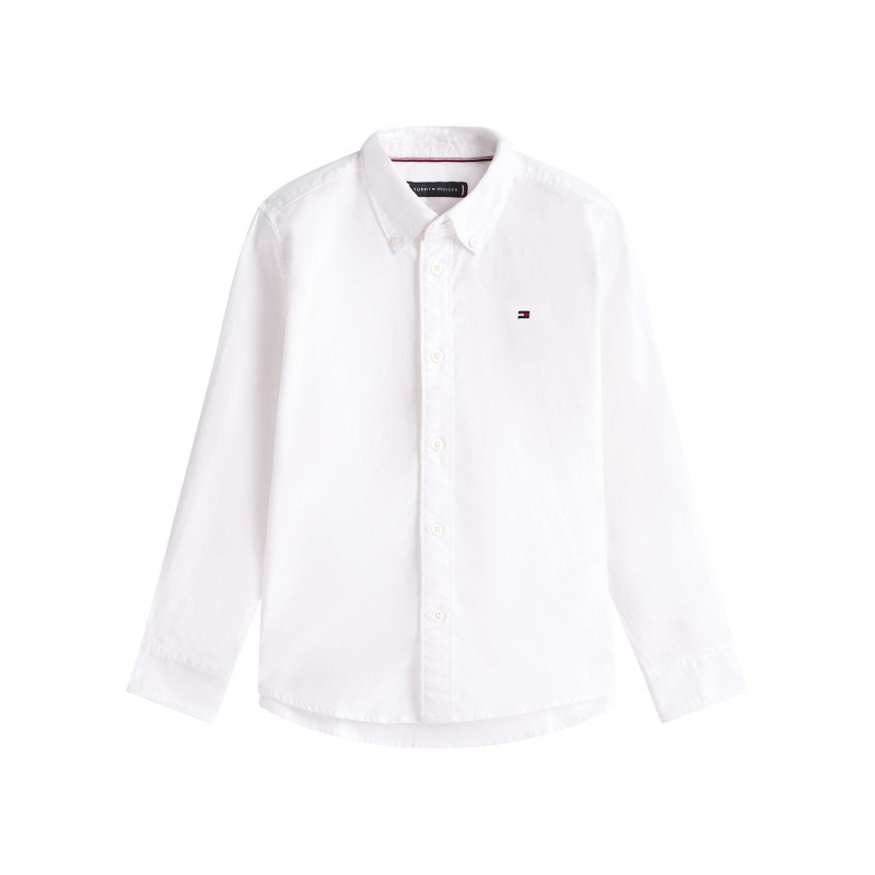 Tommy Hilfiger - Chemise En Coton Biologique Blanche Pourvue D'une Fermeture Boutonnée - Blanc