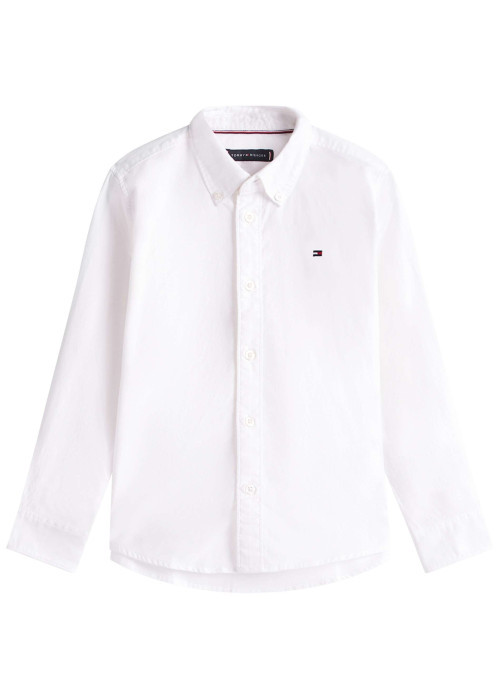 Chemise en coton biologique blanche pourvue d'une fermeture boutonnée