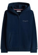 Thumbnail Sweat zippé en coton mélangé marine pourvu d'un col à capuche
