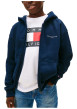 Thumbnail Sweat zippé en coton mélangé marine pourvu d'un col à capuche - Image 2