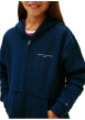 Thumbnail Sweat zippé en coton mélangé marine pourvu d'un col à capuche - Image 4