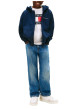Thumbnail Sweat zippé en coton mélangé marine pourvu d'un col à capuche - Image 6