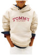 Thumbnail Sweat en coton mélangé beige pourvu d'un col à capuche boutonné - Image 2