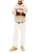 Thumbnail Sweat en coton mélangé beige pourvu d'un col à capuche boutonné - Image 5