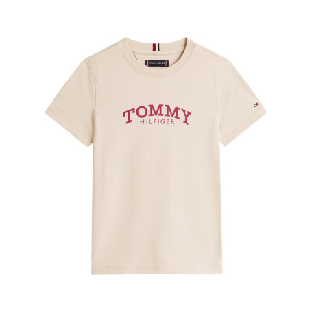 T-shirt en coton beige à coupe droite pourvu...