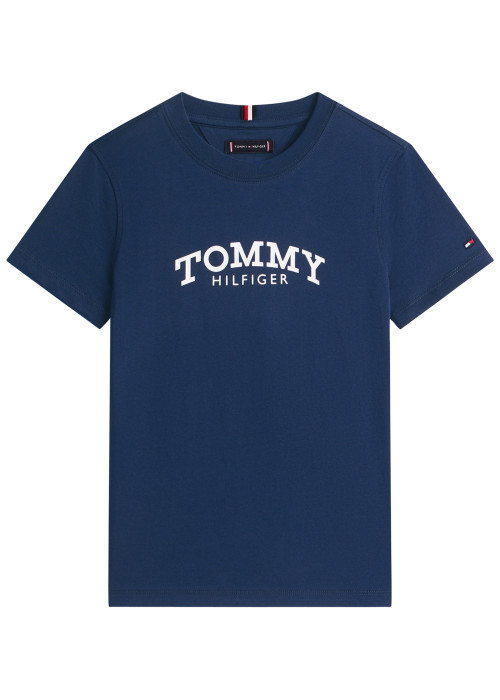 T-shirt en coton marine à coupe droite pourvu...