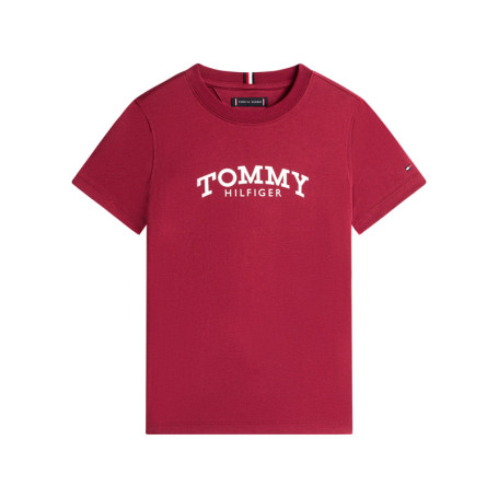 T-shirt en coton bordeaux à coupe droite pourvu...