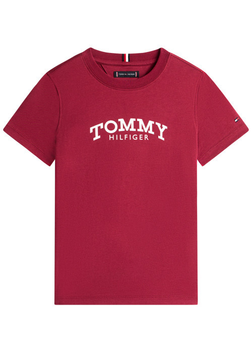 T-shirt en coton bordeaux à coupe droite pourvu...