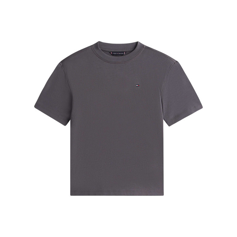 Tommy Hilfiger - T-shirt En Coton Anthracite Pourvu D'imprimés De La Marque Dans Le Dos - Gris Foncé
