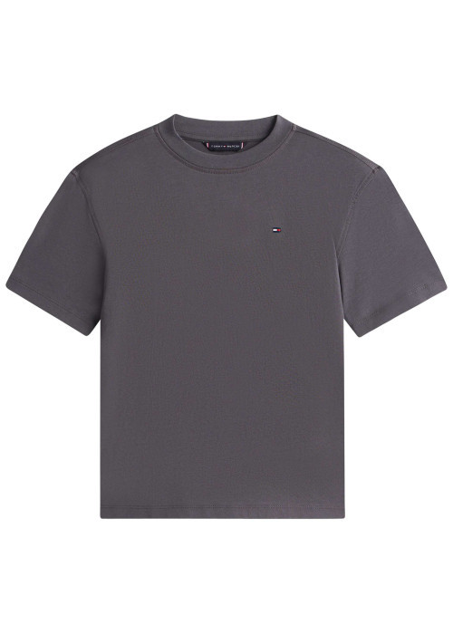 T-shirt en coton anthracite pourvu d'imprimés de la marque dans le dos