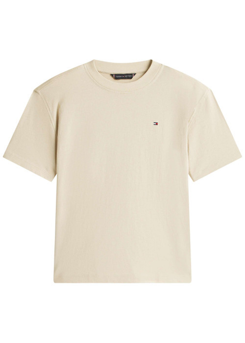 T-shirt en coton écru pourvu d'imprimés de la marque dans le dos
