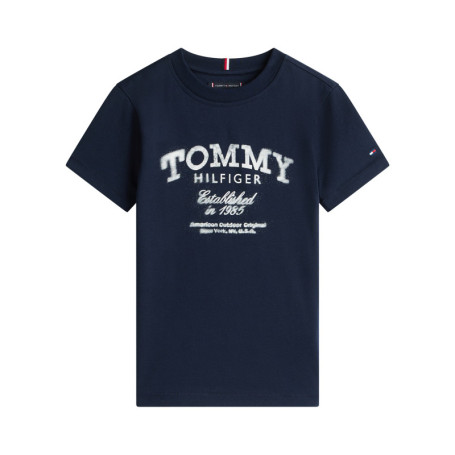 T-shirt en coton marine à coupe droite pourvu...