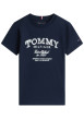 Thumbnail T-shirt en coton marine à coupe droite pourvu d'un imprimé de la marque