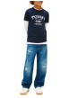 Thumbnail T-shirt en coton marine à coupe droite pourvu d'un imprimé de la marque - Image 5