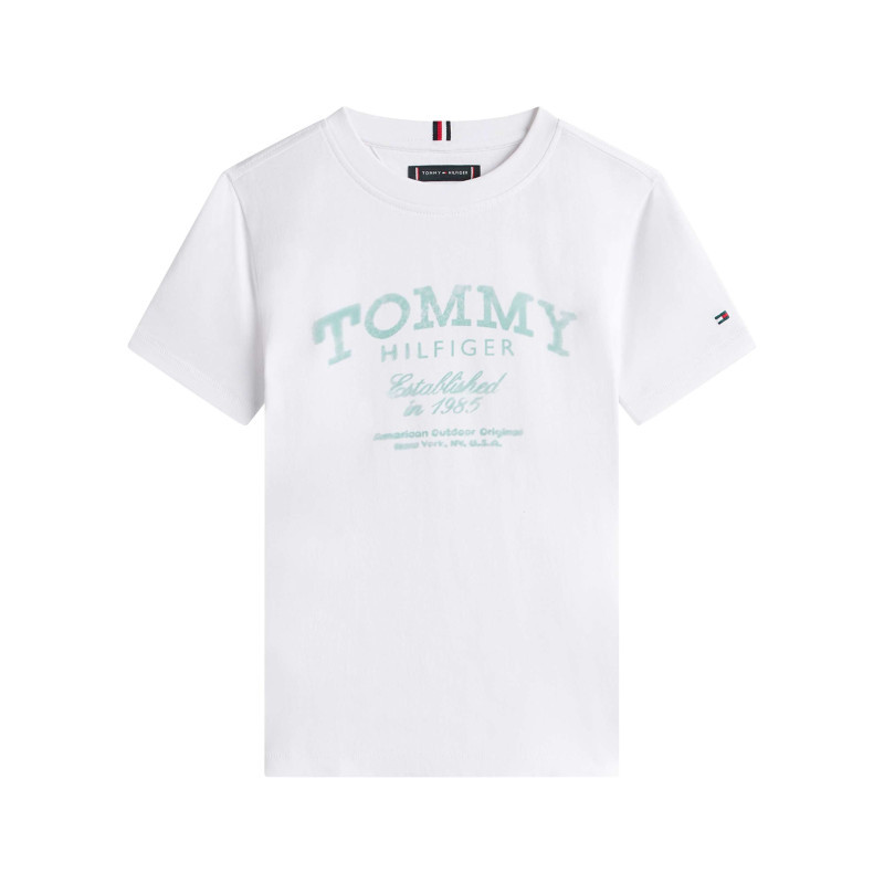 Tommy Hilfiger - T-shirt En Coton Blanc à Coupe Droite Pourvu D'un Imprimé De La Marque - Blanc Tommy Hilfiger - T-shirt En Coton Blanc à Coupe Droite Pourvu D'un Imprimé De La Marque - Blanc