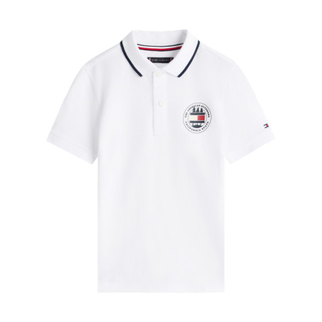 Polo en coton blanc à coupe droite pourvu d'un...
