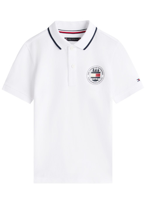 Polo en coton blanc à coupe droite pourvu d'un...