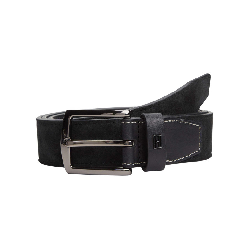 Tommy Hilfiger - Ceinture Noire Denton En Cuir Effet Délavé Avec Boucle Ardillon - Noir