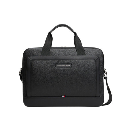 Sac porte documents noir aspect grainé pourvu...