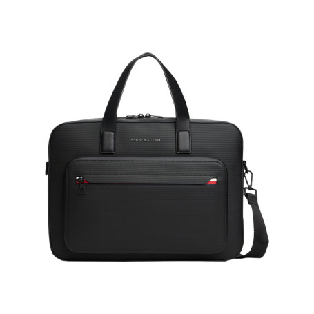 Sac porte documents noir aspect tressé pourvu...