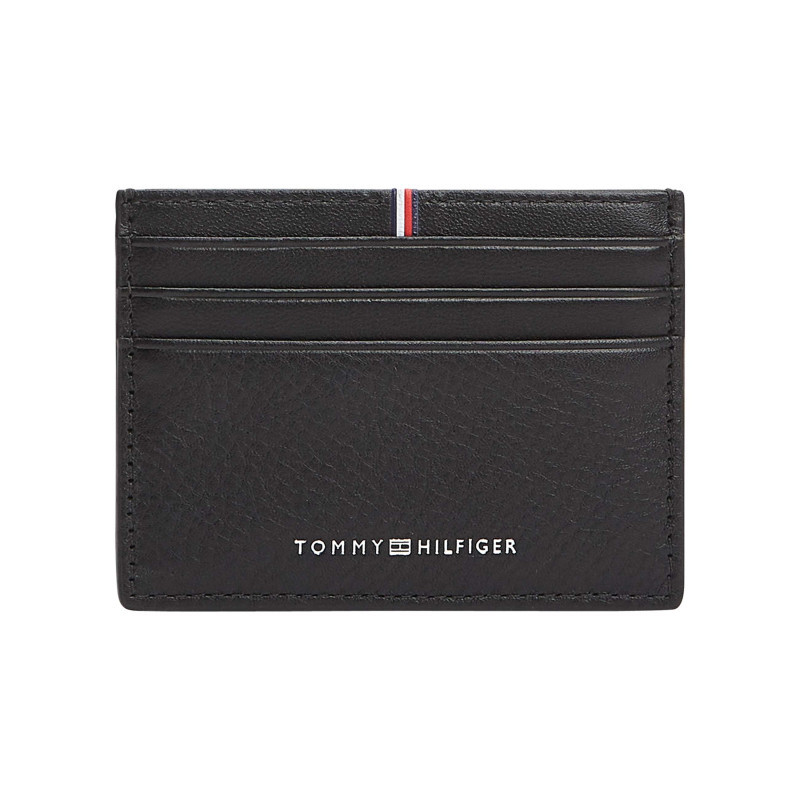 Tommy Hilfiger - Porte-cartes En Cuir Noir Aspect Grainé Pourvu Du Nom De La Marque - Noir