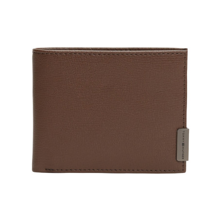 Portefeuille en cuir marron aspect grainé...