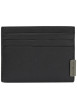 Thumbnail Porte-cartes en cuir noir aspect grainé pourvu d'une plaque embossée