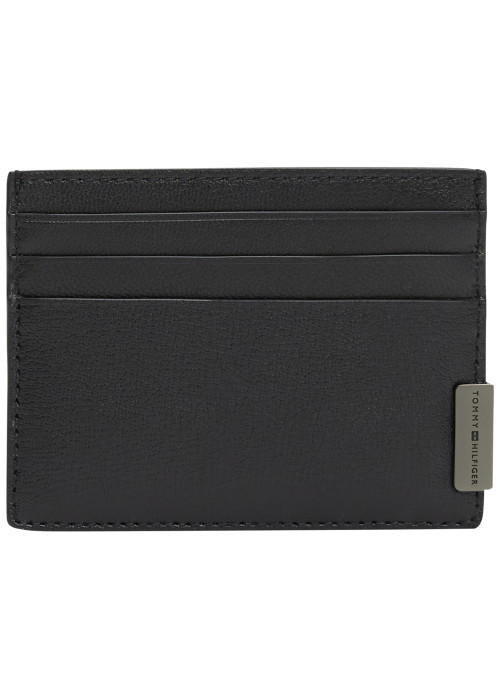 Porte-cartes en cuir noir aspect grainé pourvu...