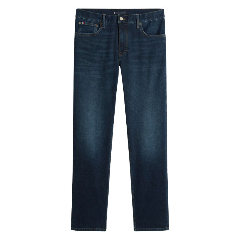 Tommy Hilfiger - Jean Denton En Coton Mélangé Indigo à Coupe Droite Pourvu De Multiples Poches - Bleu Foncé