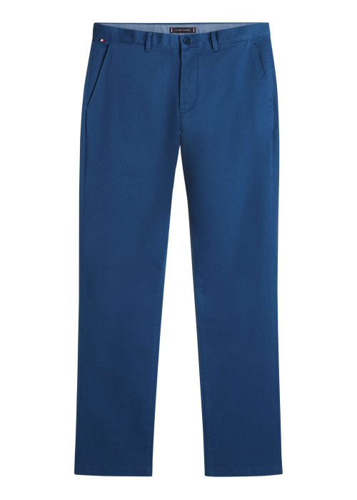 Pantalon Chino Denton en coton bleu à coupe droite pourvu de poches plaquées
