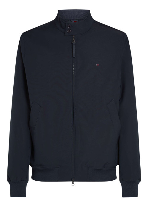 Blouson marine à coupe ajustée pourvu d'un col boutonné et de manches longues