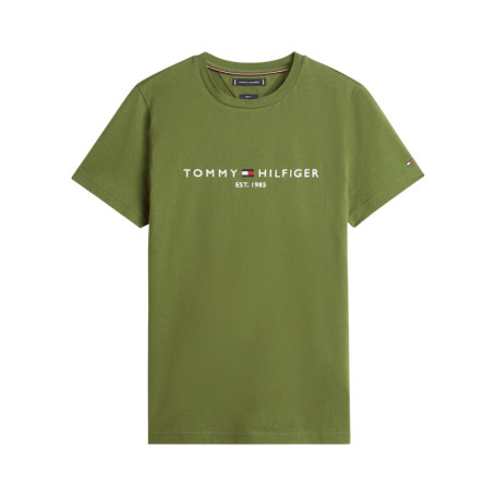 T-shirt en coton vert à coupe droite pourvu du...