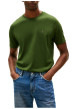 Thumbnail T-shirt en coton vert à coupe droite pourvu d'un col rond et de manches courtes - Image 2