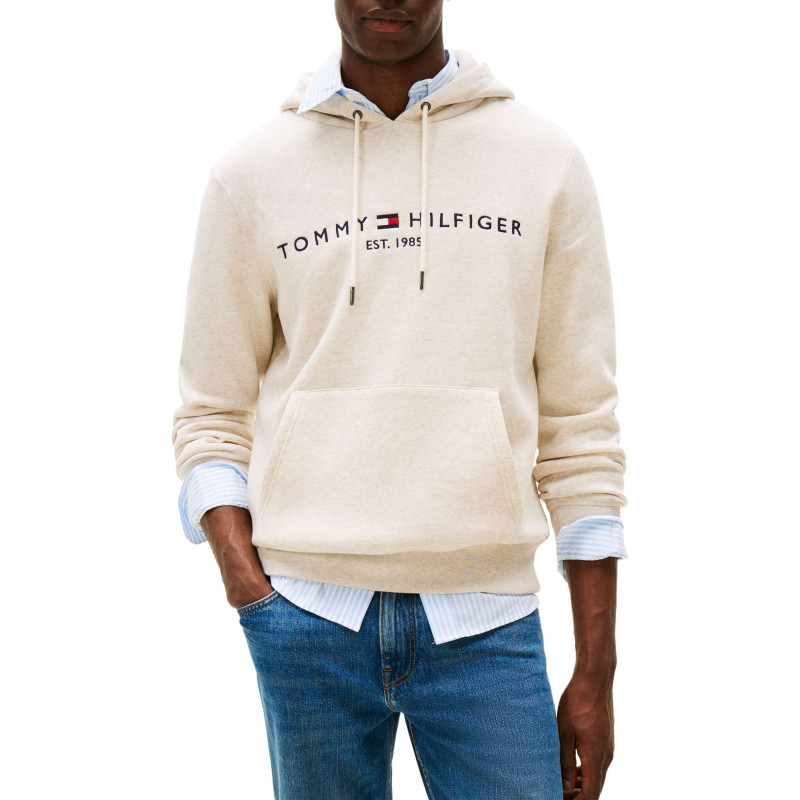 Tommy Hilfiger - Sweat écru à Coupe Ajustée Pourvu D'un Col à Capuche Avec Cordons De Serrage - Beige Tommy Hilfiger - Sweat écru à Coupe Ajustée Pourvu D'un Col à Capuche Avec Cordons De Serrage - Beige