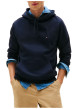 Thumbnail Sweat en coton marine pourvu d'un col à capuche avec cordons de serrage - Image 2