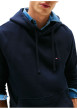 Thumbnail Sweat en coton marine pourvu d'un col à capuche avec cordons de serrage - Image 4