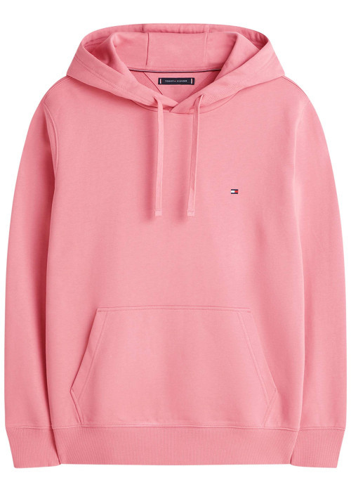 Sweat en coton rose pourvu d'un col à capuche avec cordons de serrage