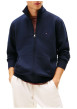 Thumbnail Sweat marine pourvu d'une coupe ajustée et d'un col montant zippé - Image 2