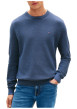 Thumbnail Pull en coton biologique bleu à coupe ajustée pourvu d'un col rond - Image 2
