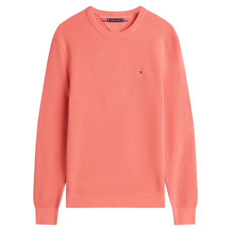 Pull en coton biologique rose à coupe ajustée...